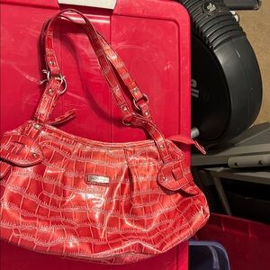 Sag Harbor Rosetti Red Crocodile-Embossed Shoulder Bag